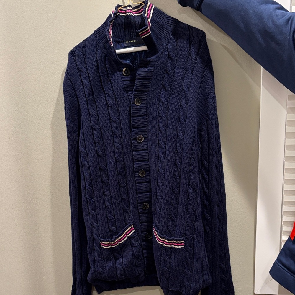 Etro Navy Knit Cardigan